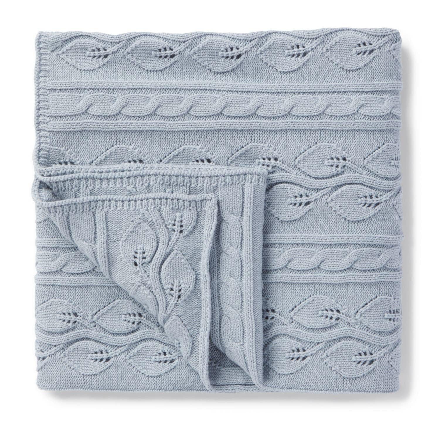 Fog Blue Cable Knit Blanket